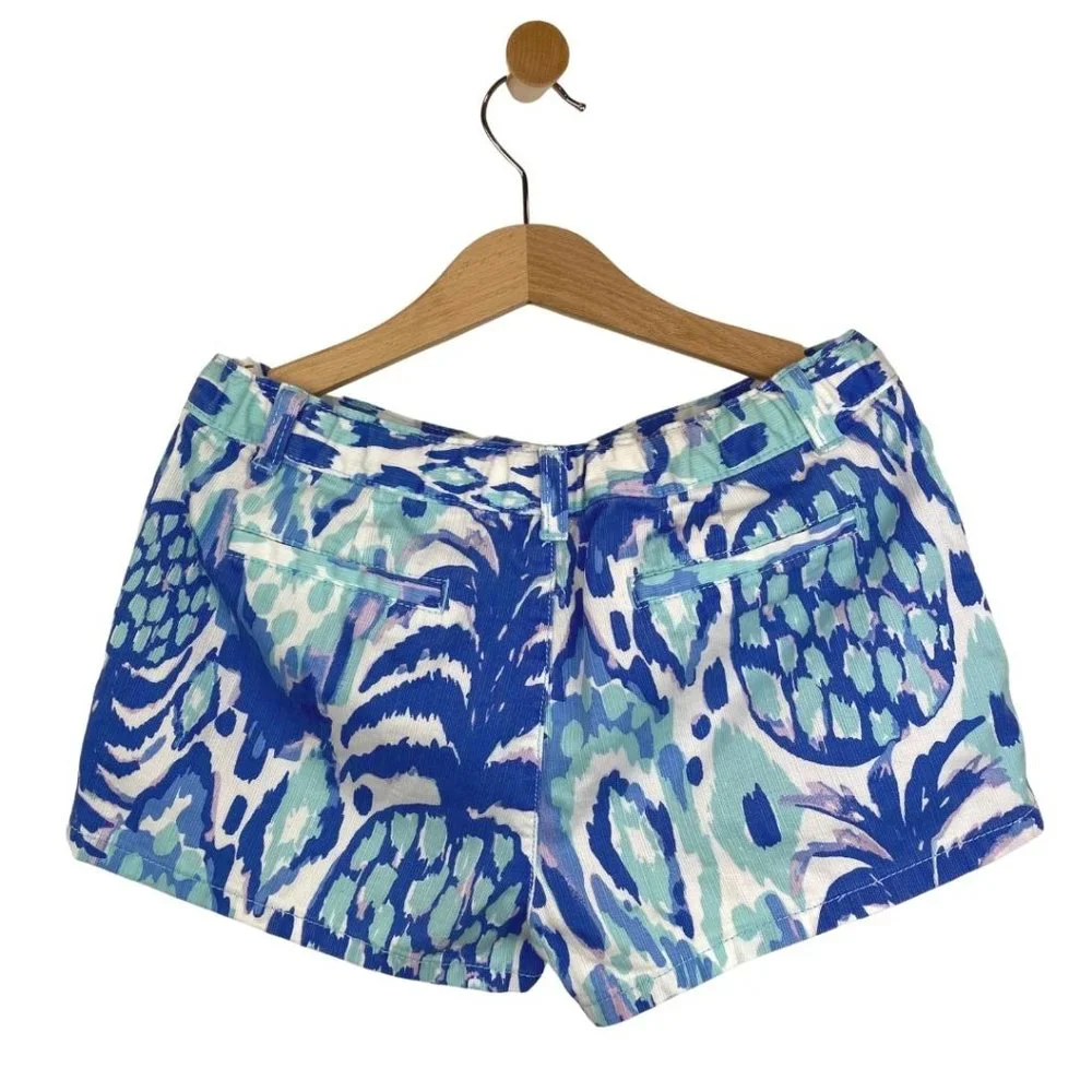 Lilly Pulitzer Short Pineapple Print White, Blue, Aqua 14 - Picture 4 of 6
